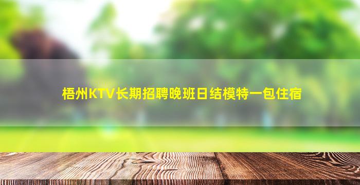 梧州KTV长期招聘晚班日结模特一包住宿
